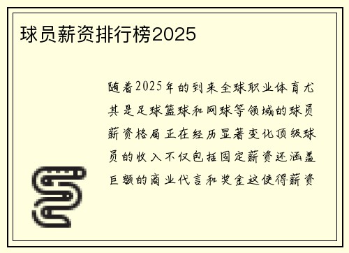 球员薪资排行榜2025
